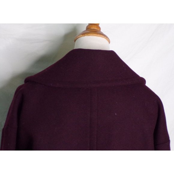 🆕NORDSTROM Double Breasted Elongated Peacoat Burgundy Small - Picture 10 of 13